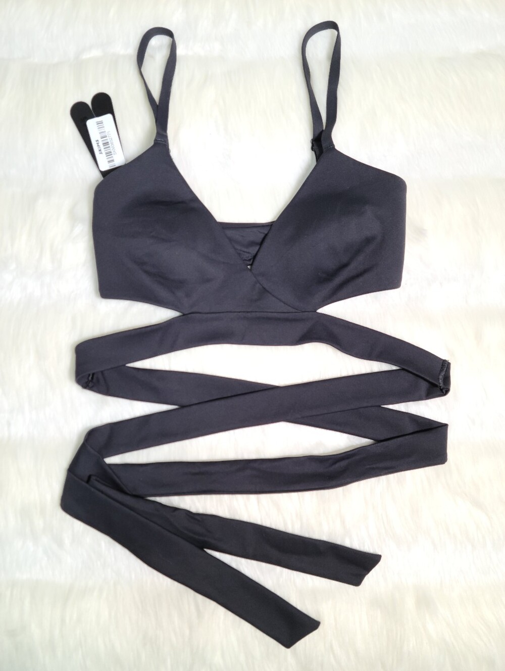 Nike SKIMS Matte Surplice Wrap Bra Black Obsidian Women XS NEW